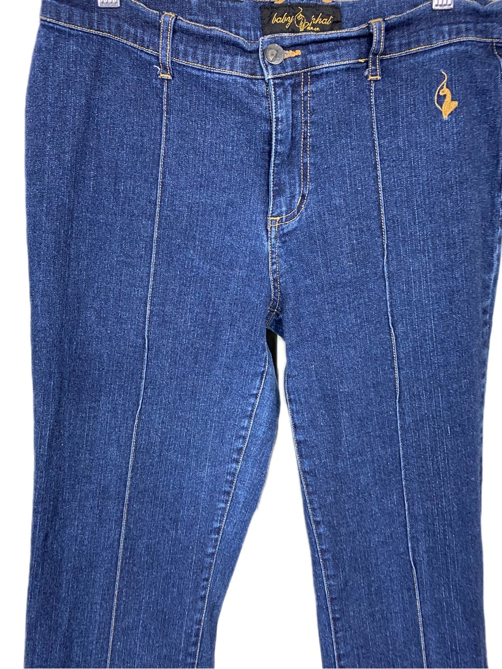 Baby Phat Dark Blue Flared Jeans with Front Seams Y2K Bootcut Stretch Denim - Picture 2 of 11